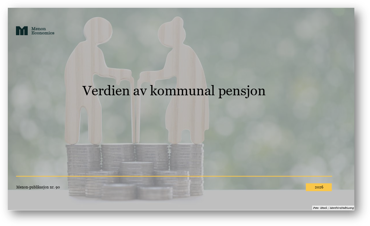 Forside rapport Menon Economics - Verdien av kommunal pensjon